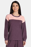 Rosaline Waffle Knit Cotton Sweatshirt - Italian Plum — thumbnail 1